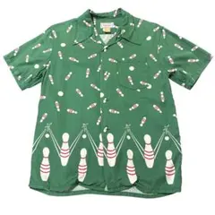 90s クッシュマン　ボーリングシャツ　オープンカラー　グリーン　古着　8#aのサムネイル