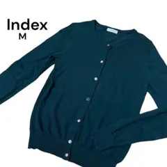 美品★Index ダークグリーン ビジューボタン　カーディガン M オフィカジ