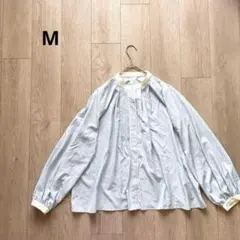 ZOZOUSED 関西ファッション連合 水色 長袖 ノーカラー シャツ M