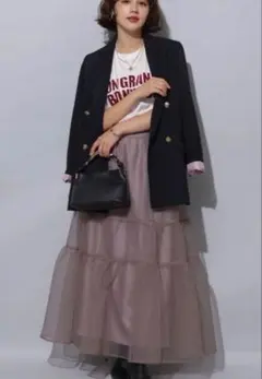 新品タグ付 Arpege story オーガンティアードスカート 茶 SSサイズ