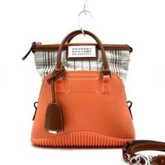 美品 メゾンマルジェラ 2way 5ac ミニ マイクロ チェック ハンドバッグ