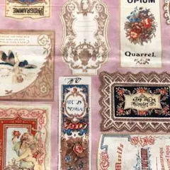 ヴィンテージ風プリント綿生地 ピンク 約108×1m