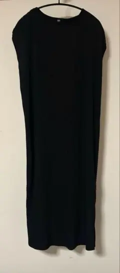 ノースリーブロングワンピース ブラック プリーツ 加工