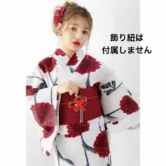 【おまとめ4点セット】GRL ダリア柄浴衣・結び帯・腰紐・前板