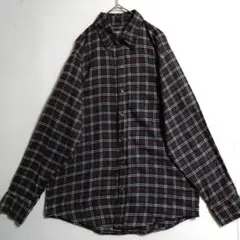 1728　CASUAL COUNTRY　長袖ネルシャツ　M　灰紫　US古着