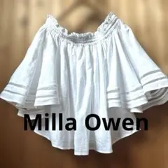 Milla Owenフレアスリーブオフショルダー ブラウス リネンコットン　白のサムネイル