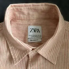 ZARAストライプオレンジシャツL