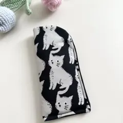 猫柄 ふわふわ　メガネケース ハンドメイド シンプル スリム 軽量 母の日　ネコ