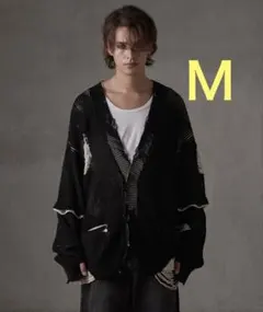 GRANCY デストラクションデザイン ビッグカーディガン M ブラック grancy グランシー ディストラクションデザインビッグ カーディガン