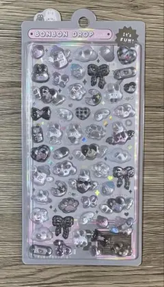 ボンボンドロップ シール 黒 リボン うさぎ