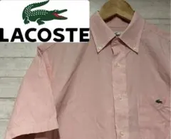 LACOSTE 半袖シャツ ピンク ストライプ