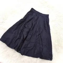 ナノユニバース ギャルドローブ フレアスカート(36)レーヨンウール ネイビー