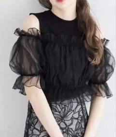 tocco closet チュールドッキングニットプルオーバー