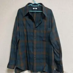UNIQLO U 長袖シャツ L ダークグリーンチェック