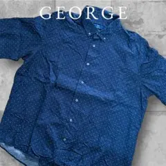 14 GEORGE ドット柄 半袖シャツ ネイビー XL 美品 大きいサイズのサムネイル