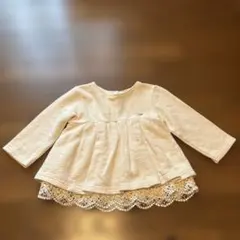 petit main アイボリー レース付きトップス 90