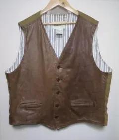 90s Eddie Bauer レザー ベスト L ブラウン ジレ