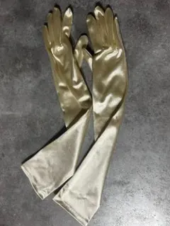 ウエディング　ブライダル　ドレス　ゴールド サテン ロンググローブ