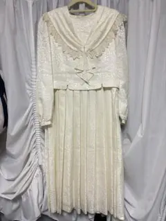 GUNNE SAX ヴィンテージ ホワイトコットンロングワンピース Made In USA 70's GUNNE SAX 長袖 レース ロングドレス – 古着屋