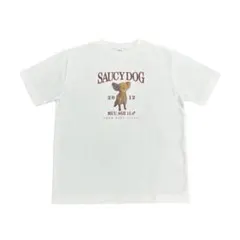 【新品未使用】SaucyDog わんこカレッジTシャツ/バニラホワイト