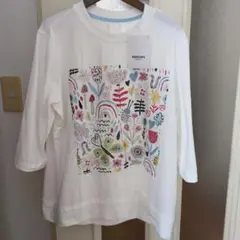 PERSON'S 花柄 五分袖Tシャツ