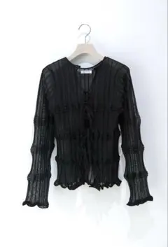 OPENSESAMECLUB sheer flow cardigan BLACK