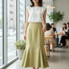 FREE'S MART マーメイドスカート XS ライトグリーン フレア 古着