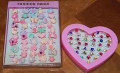 子供用リング キッズリング キッズアクセサリー おもちゃの指輪 2箱(計86個)