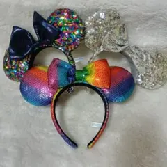 ディズニー スパンコール カチューシャ 3色セット ミニー耳 即日発送