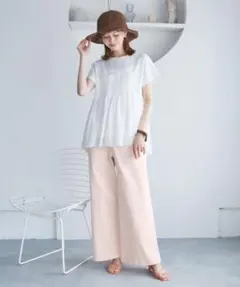 【ウエスト革命デニム】Pinkウエストシェイプワイドデニムのサムネイル