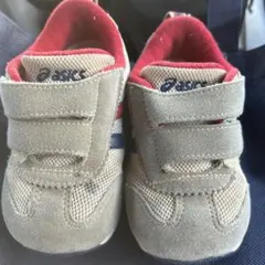 ASICS ベビーシューズ ベージュ ネイビー レッド