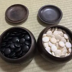 高級碁石】雲子 YUNZI 碁石セット 片面平型 木製碁笥 黒183/白183