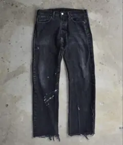 Levi’s ブラックデニム W32 フェード ペンキ跡 カットオフ