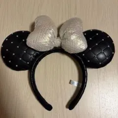 ディズニーカチューシャ パール 黒色 ミニーちゃん レザー