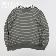 90's RALPH LAURENラルフローレン コットンボーダーニットセーター