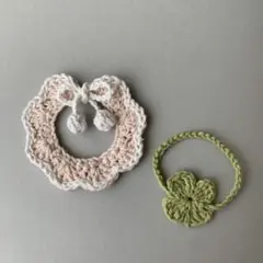 ぬい服 ケープ ベビーピンク ポシェット クローバー 黄緑