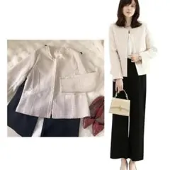 ツイード スーツ セット ジャケット ワイドパンツ フォーマル 入学式 卒業式