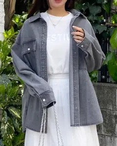 【 美品 】INGNI　イング　デニム　BIG　シャツ　ライトグレー