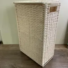 ホワイト ラタン調 ランドリーバスケット 大 ZARA HOME 折り畳み ザラ