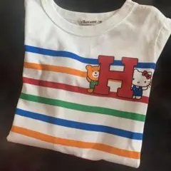 ミキハウスホットビスケッツ　キティコラボ　ボーダー柄　長袖Tシャツ 100cm