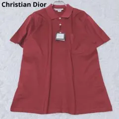 クリスチャンディオール　ポロシャツ　半袖　ゴルフ　スポーツ　赤　ロゴ　Sサイズ