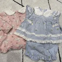 Shirley Temple 花柄 ギンガムチェック セットアップ　80cmのサムネイル