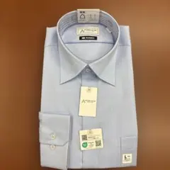 【未使用】メンズL(41-86)ノーアイロン 長袖ワイシャツ ブルー
