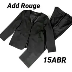 美品◆アッドルージュ　セットアップ　ノーカラー　ブラック　スーツ　洗える　15号