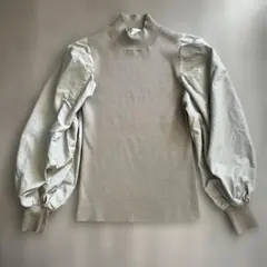 オペークドットクリップ　トップス　長袖　ベージュ