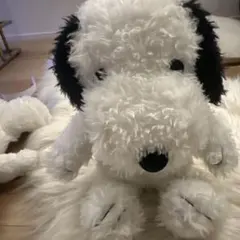 白黒犬のぬいぐるみ