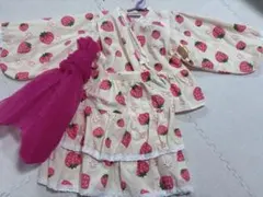 いちご柄 浴衣ドレス セット　130