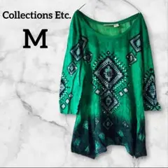 ✨１点限り✨Collections Etc. グリーン チュニック M 幾何学柄