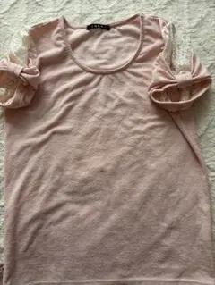 新品未使用　イング　ピンク レースリボンTシャツ