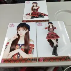 千葉恵里　AKB48 20周年記念　赤チェック衣装　生写真　3種コンプ